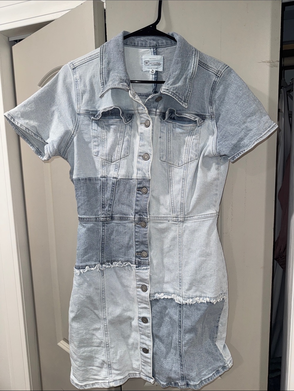Patchwork Light Blue Denim Mini Dress by Aeropostale